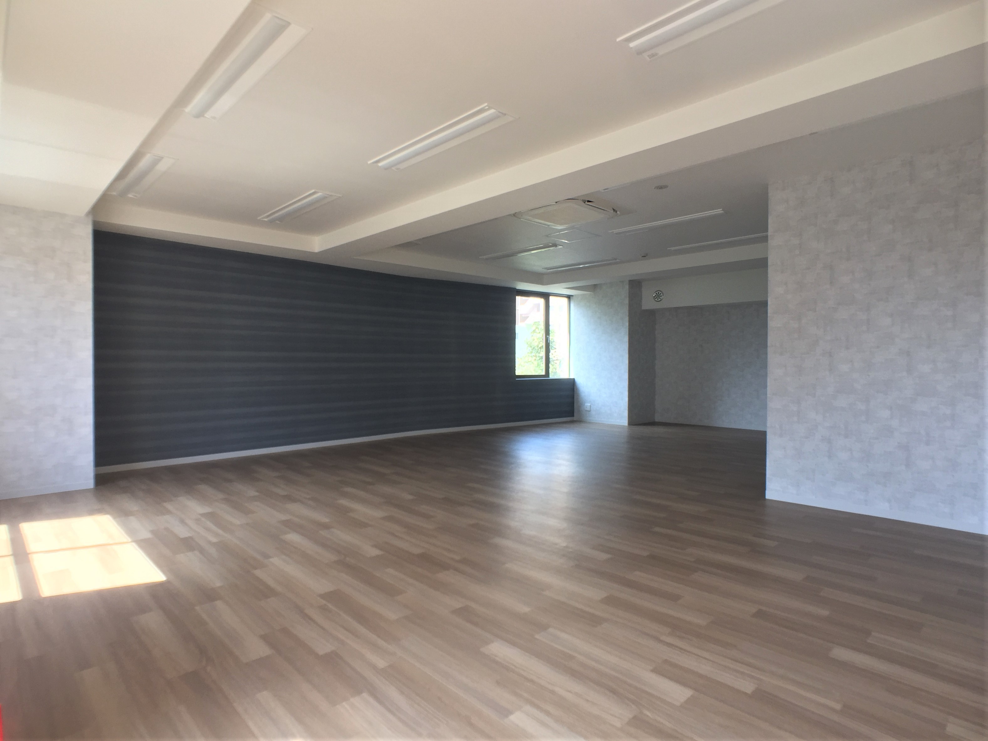 <p>16.65坪の401号室、ダークカラーのアクセントクロスでシックに</p>